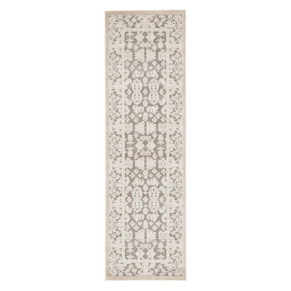 Jaipur Living Regal Damask Gray/ White Runner Rug (2'6"X8')