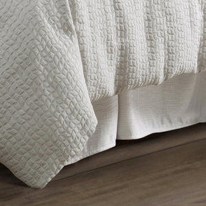 HiEnd Accents Wilshire Comforter Set FB1615-SQ-OC Silver, Gray Comforter: Face: 30% Cotton, 70% Polyester. Back: 100% Cotton. Filling: 100% Polyester; Skirt: 100% Cotton. Decking: 100% Polyester; Pillow Sham: 100% Polyester 92x96x3