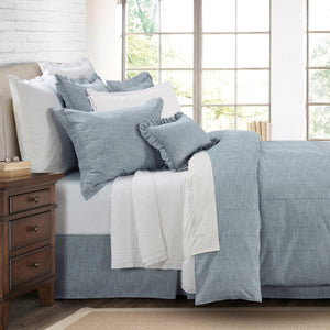 HiEnd Accents Chambray Comforter Set FB1751-FL-OC Blue, Turquoise face: 15% linen, 45% cotton, 40% polyester, back: 100% cotton, filling: 100% polyester 80x90x3