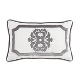 Madison Velvet Embroidered White Oblong Pillow