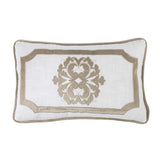 HiEnd Accents Madison Velvet Embroidered White Oblong Pillow FB1755P1-OS-OM White, Tan 100% polyester 16x26x6