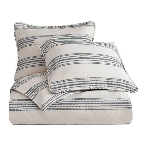 HiEnd Accents Blackberry Comforter Set FB1776-SQ-OC White, Black Comforter face: 100% polyester, back: 100% cotton, filling: 100% polyester.  Pillow shams: 100% polyester 92x96x3