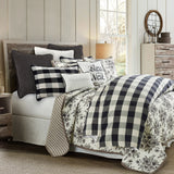 HiEnd Accents Camille Buffalo Check Comforter Set FB1778-SK-BK Black and Natural Comforter Face: 100% Cotton.  Back: 100% Cotton.  Filling: 100% Polyester.  Pillow Shams: 100% Cotton. 110x96x3