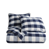 HiEnd Accents Camille Buffalo Check Duvet Cover Set FB1778DS-SQ-NA Navy 100% Cotton 92x96x0.2