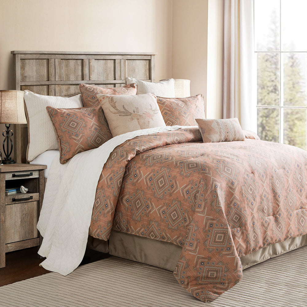 HiEnd Accents Sedona Pale Sienna Comforter Set FB1811-FL-OC Tan, Cream Face: 100 % Polyester; Back: 100% Cotton; Filling: 100% Polyester 80x90x1