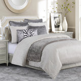 HiEnd Accents Celeste Comforter Set FB1823-SQ-OC Gray, Silver Comforter Face: 100% Polyester,Back: 100% Cotton, Filling: 100% Polyester; BedSkirt: Skirt: 100% Polyester. Decking: 100% Polyester; stand Sham: 100% Polyester(2pc). 92x96x2