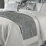 HiEnd Accents Celeste Silver Velvet & Wave Embroidered Bed Runner FB1823BR Gray Face: 100% Polyester, Back: 100% Cotton 24x96x0.1