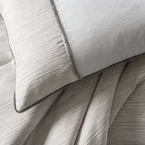 HiEnd Accents Celeste Comforter Set FB1823-SQ-OC Gray, Silver Comforter Face: 100% Polyester,Back: 100% Cotton, Filling: 100% Polyester; BedSkirt: Skirt: 100% Polyester. Decking: 100% Polyester; stand Sham: 100% Polyester(2pc). 92x96x2