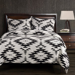 HiEnd Accents Amelia Aztec Comforter Set FB1826-SQ-OC Black, White Comforter - Face: 100% polyester; Back: 100% cotton; Fill: 100% polyester. Pillow Sham - 100% polyester. 92x96x3