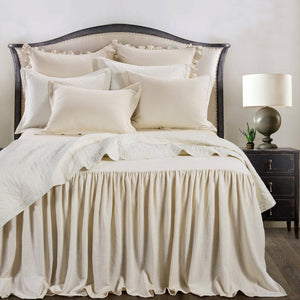 HiEnd Accents Luna Washed Linen Bedspread Set FB1827-FL-LT Light Tan Skirt: 70% viscose/30% linen, Decking (face): 70% viscose/30% linen, Decking (back): 100% polyester 54x76x0.2