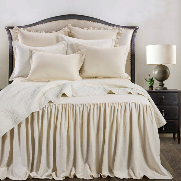 HiEnd Accents Luna Washed Linen Bedspread Set FB1827-FL-LT Light Tan Skirt: 70% viscose/30% linen, Decking (face): 70% viscose/30% linen, Decking (back): 100% polyester 54x76x0.2