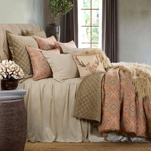 HiEnd Accents Luna Washed Linen Bedspread Set FB1827-FL-LT Light Tan Skirt: 70% viscose/30% linen, Decking (face): 70% viscose/30% linen, Decking (back): 100% polyester 54x76x0.2