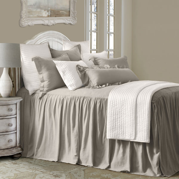 HiEnd Accents Luna Washed Linen Bedspread Set FB1827-SQ-TP Taupe Skirt: 70% viscose/30% linen, Decking (face): 70% viscose/30% linen, Decking (back): 100% polyester 60x80x0.2