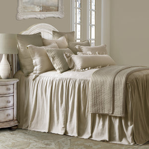 HiEnd Accents Luna Washed Linen Bedspread Set FB1827-TW-LT Light Tan Skirt: 70% viscose/30% linen, Decking (face): 70% viscose/30% linen, Decking (back): 100% polyester 39x76x0.2