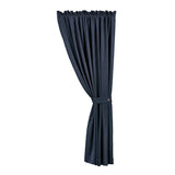 HiEnd Accents Luna Washed Linen Lined Curtain FB1827C1-OS-NA Navy 70% viscose, 30% linen 48.0 x 108.0 x 0.2