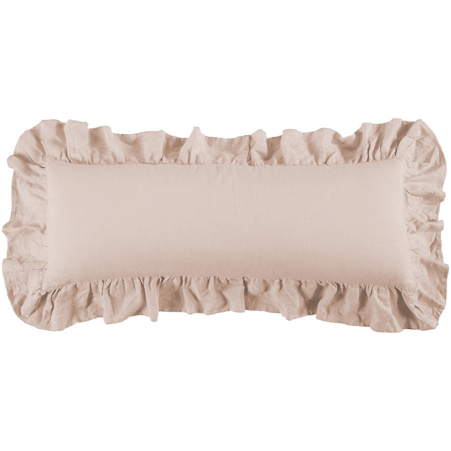 HiEnd Accents Luna Washed Linen Ruffled Lumbar Pillow - Thumbnail 2