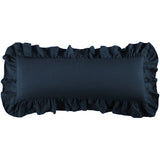 HiEnd Accents Luna Washed Linen Ruffled Lumbar Pillow FB1827P1-OS-NA Navy Shell: 70% viscose, 30% linen; Fill: 100% waterfowl feathers 14x36x4