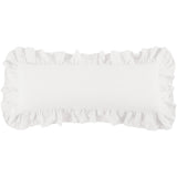 HiEnd Accents Luna Washed Linen Ruffled Lumbar Pillow FB1827P1-OS-WH White Shell: 70% viscose, 30% linen; Fill: 100% waterfowl feathers 14x36x4