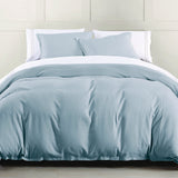 HiEnd Accents Hera Washed Linen Flange Comforter Set FB1927-SK-LB Light Blue Face: 70% viscose, 30% linen; Back: 100% cotton; Fill: 100% polyester 110x96x3