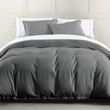 HiEnd Accents Hera Washed Linen Flange Comforter Set FB1927-SK-SL Slate Face: 70% viscose, 30% linen; Back: 100% cotton; Fill: 100% polyester 110.0 x 96.0 x 3.0