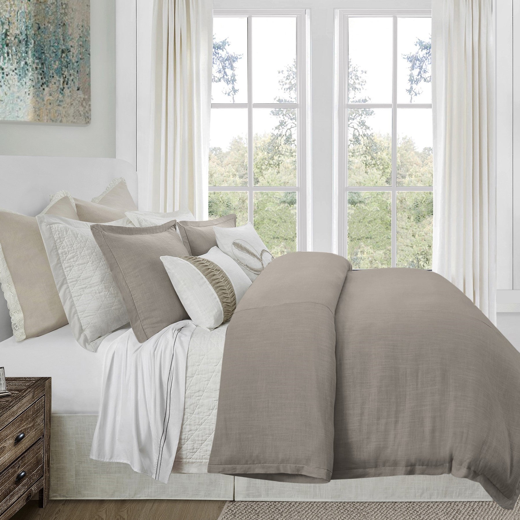 HiEnd Accents Hera Flange Linen Comforter Set - Thumbnail 4