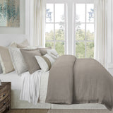 HiEnd Accents Hera Washed Linen Flange Comforter Set FB1927-SQ-TP Taupe Face: 70% viscose, 30% linen; Back: 100% cotton; Fill: 100% polyester 92.0 x 96.0 x 3.0