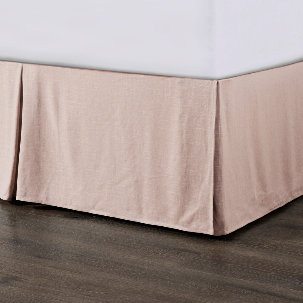 HiEnd Accents Hera Washed Linen Tailored Bed Skirt FB1927BS-KG-BH Blush Skirt: 70% viscose, 30% linen; Decking: 100% polyester 78x80+18