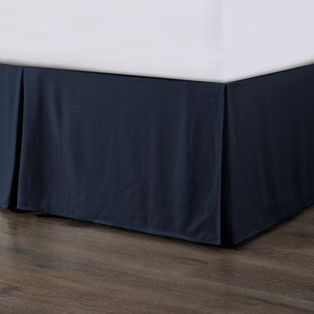 HiEnd Accents Hera Washed Linen Tailored Bed Skirt FB1927BS-KG-NA Navy Skirt: 70% viscose, 30% linen; Decking: 100% polyester 78 x 80 x 18