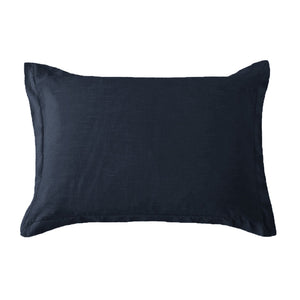 HiEnd Accents Hera Washed Linen Tailored Dutch Euro Pillow FB1927DE-OS-NA Navy Shell: 70% viscose, 30% linen; Fill: 100% waterfowl feathers 27x39x5