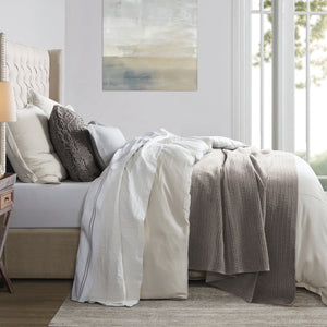 HiEnd Accents Hera Washed Linen Flange Duvet Cover FB1927DU-SK-LT Light Tan Face: 70% viscose, 30% linen; Back: 100% cotton 110x96x0.5