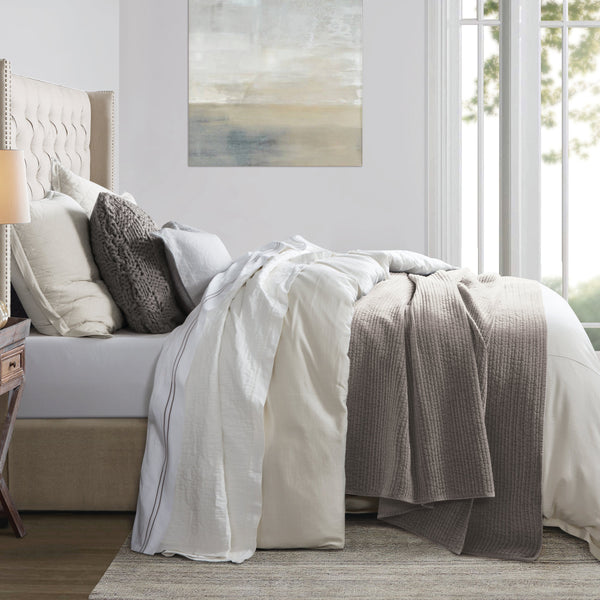 HiEnd Accents Hera Washed Linen Flange Duvet Cover FB1927DU-SK-LT Light Tan Face: 70% viscose, 30% linen; Back: 100% cotton 110x96x0.5