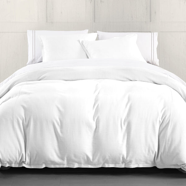 HiEnd Accents Hera Washed Linen Flange Duvet Cover FB1927DU-SK-WH White Face: 70% viscose, 30% linen; Back: 100% cotton 110x96x0.5