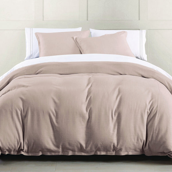 HiEnd Accents Hera Washed Linen Flange Duvet Cover FB1927DU-SQ-BH Blush Face: 70% viscose, 30% linen; Back: 100% cotton 92x96x0.5