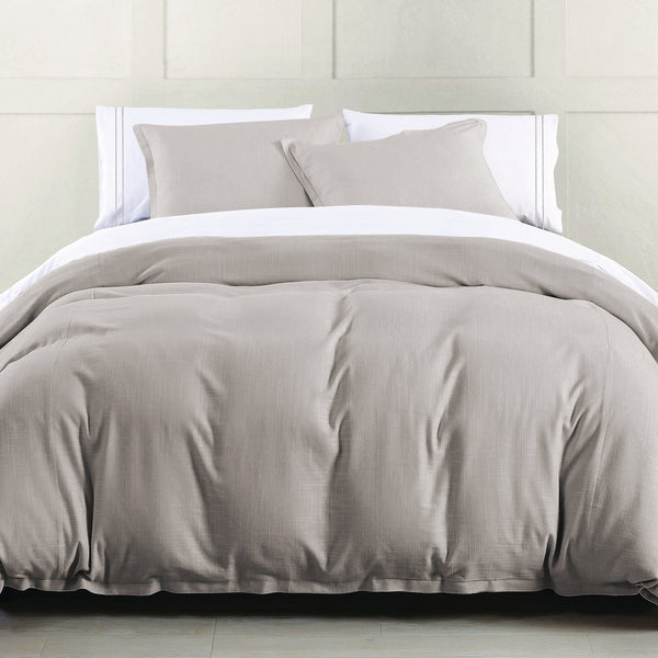 HiEnd Accents Hera Washed Linen Flange Duvet Cover FB1927DU-SQ-TP Taupe Face: 70% viscose, 30% linen; Back: 100% cotton 92x96x0.5