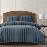 HiEnd Accents Harper Stripe Duvet Cover Set FB1931DU-SQ-BL Blue 100% Cotton 92x96x0.5