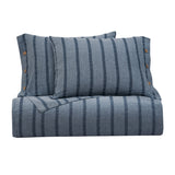 HiEnd Accents Harper Stripe Duvet Cover Set FB1931DU-SQ-BL Blue 100% Cotton 92x96x0.5