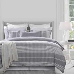 HiEnd Accents Lane Stripe Comforter Set FB1933-SK-GY Gray 100% Cotton 108x96x0.5