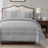 HiEnd Accents Lane Stripe Duvet Cover Set FB1933DU-SQ-GY Gray 100% cotton 92x96x0.5