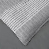 HiEnd Accents Lane Stripe Duvet Cover Set FB1933DU-SQ-GY Gray 100% cotton 92x96x0.5