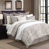 HiEnd Accents Trent Comforter Set FB1934-SQ-OC Taupe Comforter Face: 100% Polyester. Back: 100% Cotton. Filling: 100% Polyester; Pillow Shams: 100% Polyester. 92x96x0.5