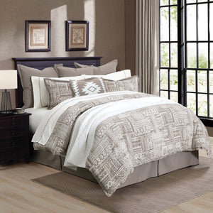 HiEnd Accents Trent Comforter Set FB1934-SQ-OC Taupe Comforter Face: 100% Polyester. Back: 100% Cotton. Filling: 100% Polyester; Pillow Shams: 100% Polyester. 92x96x0.5