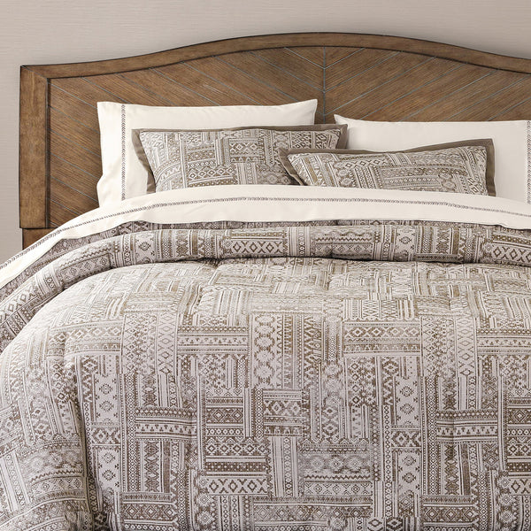 HiEnd Accents Trent Comforter Set FB1934-SQ-OC Taupe Comforter Face: 100% Polyester. Back: 100% Cotton. Filling: 100% Polyester; Pillow Shams: 100% Polyester. 92x96x0.5