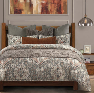 HiEnd Accents Carmen Kilim Duvet Cover Set FB1936DS-SK-OC Taupe Face: 70% viscose, 30% linen; Back: 100% cotton 110x96x1