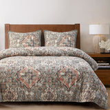 HiEnd Accents Carmen Kilim Duvet Cover Set FB1936DS-SQ-OC Taupe Face: 70% viscose, 30% linen; Back: 100% cotton; Fill: 100% polyester 92x96x1