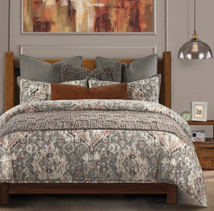 HiEnd Accents Carmen Kilim Comforter Set FB1936-TW-OC Taupe Face: 70% viscose, 30% linen; Back: 100% cotton; Fill: 100% polyester 68x88x1