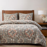 HiEnd Accents Carmen Kilim Comforter Set FB1936-TW-OC Taupe Face: 70% viscose, 30% linen; Back: 100% cotton; Fill: 100% polyester 68x88x1