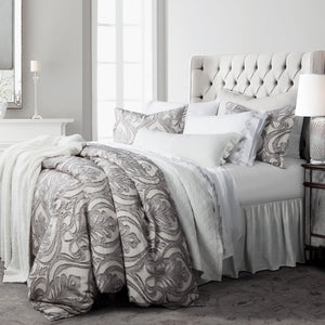 HiEnd Accents Nicole Damask Comforter Set FB1938-SK-GY Gray 100% Cotton 108x96x0.5