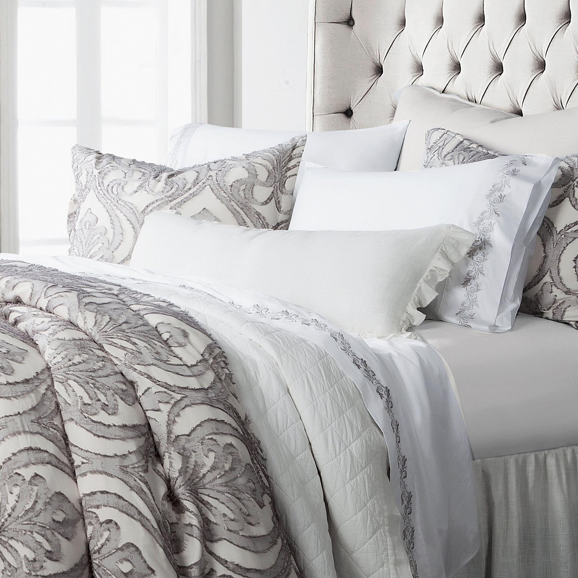 HiEnd Accents Nicole Damask Duvet Cover Set