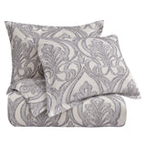 HiEnd Accents Nicole Damask Duvet Cover Set FB1938DU-SQ-GY Gray 100% Cotton 92x96x0.5