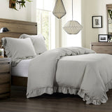 HiEnd Accents Lily Washed Linen Comforter Set FB1947-SK-GY Gray Face: 70% Viscose, 30% Linen. Back: 100% Cotton. Filling: 100% polyester 110x96x3